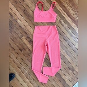 Beach Riot Coral Sports Bra and Leggings Set